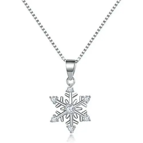 Hadskiss Silver Snowflake Jewelry Set for Women, 925 Sterling Silver Snowflake Stud Earrings, 45cm Silver Pendant Necklace with White Cubic Zirconia for Girlfriend Lady, for Christmas Hadskiss Silver Snowflake Jewelry Set for Women, 925 Sterling Silver Snowflake Stud Earrings, 45cm Silver Pendant Necklace with White Cubic Zirconia for Girlfriend Lady, for Christmas