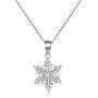 Hadskiss Silver Snowflake Jewelry Set for Women, 925 Sterling Silver Snowflake Stud Earrings, 45cm Silver Pendant Necklace with White Cubic Zirconia for Girlfriend Lady, for Christmas