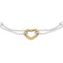 Vanbelle Yellow Gold & Silver Plated Two Tone 925 Sterling Silver Open Heart Charm with Double Layered Beaded Chain Bracelet for Women and Girls
