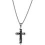 HZMAN Jewelry Mens Large Three-Layer Stainless Steel Inlaid Cross Necklace Pendant 22 + 2 Inch Chain
