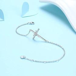 YZSFMZGE Cross Bracelet for Women 925 Sterling Silver Adjustable Bracelet