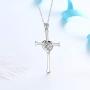 Besilver Irish Celtic Knot Cross Necklace 925 Sterling Silver Infinity Celtick Jesus Cross Pendant Necklace Women Men Heart Rose Cross Necklace Religious Jewelry for Wife Girlfriend