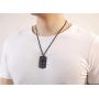 JAYUMO Mens Fashion Stainless Steel Military Cross Dog Tag Pendant Necklace Curb Chain 22-24 Inch，Black, Silver
