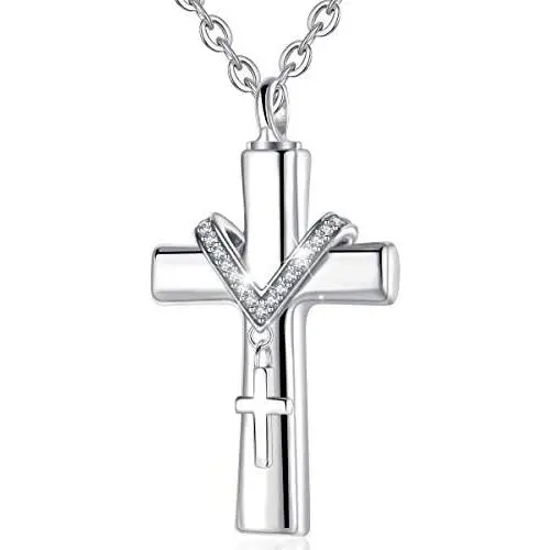 CELESTIA Sterling Silver Cremation Jewelry for Ashes, Urn Necklace Keepsake Memorial Heart Necklace Embellished with Crystal from Swarovski CELESTIA Sterling Silver Cremation Jewelry for Ashes, Urn Necklace Keepsake Memorial Heart Necklace Embellished with Crystal from Swarovski