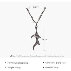 Charm Matching Demon Dragon Wing Love Heart Pendant Necklace Wing Necklace for Women Men Couple Family Friendship Necklace Jewelry