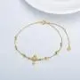 14K Yellow Gold Cross Bracelet for Women Girls Real Gold Moissanite Bead Thin Chain Bracelet Christmas Anniversary Valentines Day Gifts, 7+1+1 inch