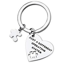 WUSUANED Autism Teacher Gift Just A Different Operating System Autism Awareness Keychain Puzzle Piece Charm Jewelry Gift for Teacher Educator