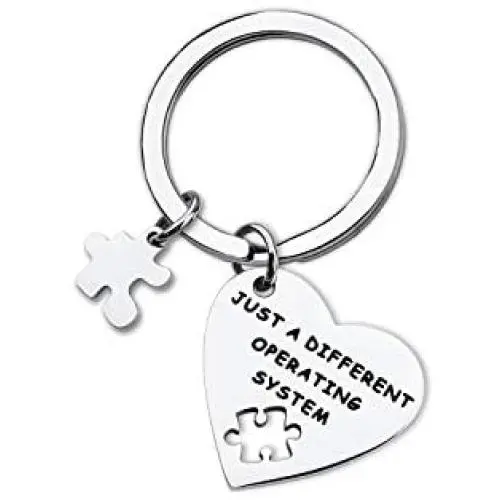 WUSUANED Autism Teacher Gift Just A Different Operating System Autism Awareness Keychain Puzzle Piece Charm Jewelry Gift for Teacher Educator WUSUANED Autism Teacher Gift Just A Different Operating System Autism Awareness Keychain Puzzle Piece Charm Jewelry Gift for Teacher Educator