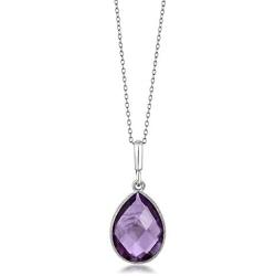 Gem Stone King 925 Silver Amethyst Pear Shape Pendant and Earrings Set (19.50 cttw Birthstone with 18 Inch Silver Chain)