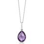 Gem Stone King 925 Silver Amethyst Pear Shape Pendant and Earrings Set (19.50 cttw Birthstone with 18 Inch Silver Chain)