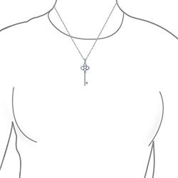 Cubic Zirconia CZ Victorian Style Crown Key Pendant Necklace For Women Girlfriend 14K Gold Plated 925 Sterling Silver