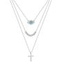 Long tiantian Dainty Layered Necklaces for Women,Multilayer Blue CZ Evil Eye Choker Bead Pendent Necklace for Teen Girls Handmade Lucky Jewelry