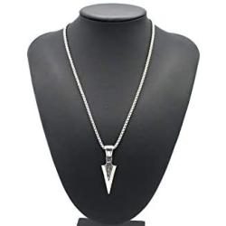 Ailiessy Spearpoint Arrowhead Pendant Necklace Viking Warrior Arrow Choker Necklace Sweater Chain Necklace for Men Boys Trendy Punk Goth Jewelry 2Pcs Set