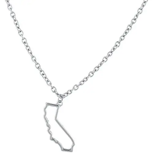 LUX ACCESSORIES NY TX FL CA US State Outline Metal Novelty Charm Necklace LUX ACCESSORIES NY TX FL CA US State Outline Metal Novelty Charm Necklace
