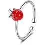 Cute Red Strawberry Ring Adjustable Strawberry Fruit Ring for Woman Girls