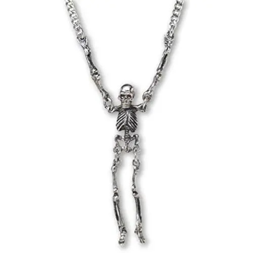 Gothic Skeleton with Moving Arms and Legs Silver Finish Pewter Pendant Necklace Gothic Skeleton with Moving Arms and Legs Silver Finish Pewter Pendant Necklace