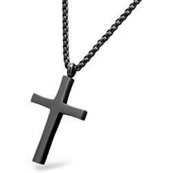 555Jewelry Stainless Steel Cross Adjustable Rolo Chain Pendant Necklace 16-28 Inches