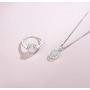 October Birthstone Sterling Silver White Opal Necklace/Earrings Oval Halo Pendant Stud Leverback Dangle Cubic Zirconia CZ Fire Opal Fine Jewelry for Women
