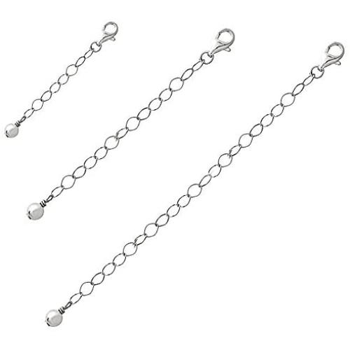 Sterling Silver Pendant Necklace Bracelet Anklet Chain Extenders for Necklace, 1'' 2'' and 4''