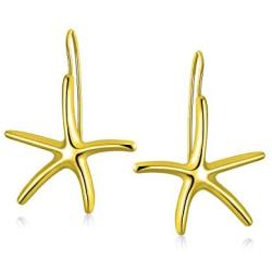 Fashion Nautical Tropical Beach Large Starfish Dangle Drop Threader Earrings For Women Fish Hook Gold Silver Plated