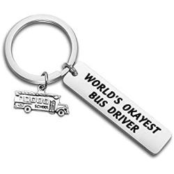 WUSUANED Bus Driver Keychain Worlds Okayest Bus Driver Jewelry Back to School Gift for Driver