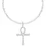 Mens 4mm Real Solid 925 Sterling Silver Tennis Chain Iced Out Tennis Necklace & Bling Cubic Zirconia Egyptian ANKH Cross Pendant