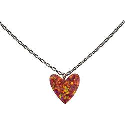 Tingle Red Opal Heart Necklace Pendant Sterling Silver Fine Jewelry For Women Fire Opal Pendant Necklace 925 Sterling Silver Heart Pendant Necklace For Girls