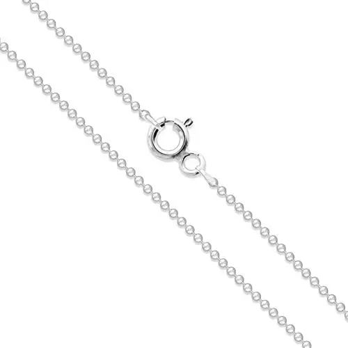 Sterling Silver Italian Ball Bead Chain 1mm 1.2mm 1.5mm 1.8mm 2.4mm 925 Italy New Dog Tag Necklace