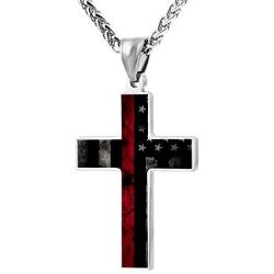 CTWUVS ADPR American Flag Patriotic Cross Pendant Necklace Religious Jewelry for Men