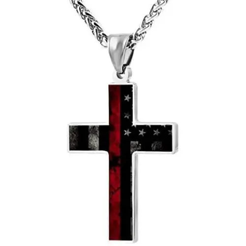 CTWUVS ADPR American Flag Patriotic Cross Pendant Necklace Religious Jewelry for Men CTWUVS ADPR American Flag Patriotic Cross Pendant Necklace Religious Jewelry for Men