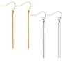 ANDPAI 2 Pairs Handmade Chic Minimalist Vertical Long Bar Dangle Earrings Gold Silver Plated Drop Line Geometric jewelry for Women Girls