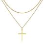 14K Gold Plated Cross Necklace for Women Girls Boys, Stainless Steel Cross Necklace Layered Girlfriend Anniversary Birthday Gifts, Dainty Pendant with Adjustable Chain