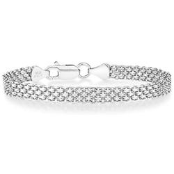 Miabella 925 Sterling Silver Italian 6mm Solid Bismark Mesh Link Chain Bracelet for Women 6.5, 7, 7.5, 8 Inch Made in Italy