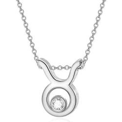 AOBOCO 925 Sterling Silver 12 Constellation Horoscope Zodiac Astrology Pendant Necklace with Austrian Crystal