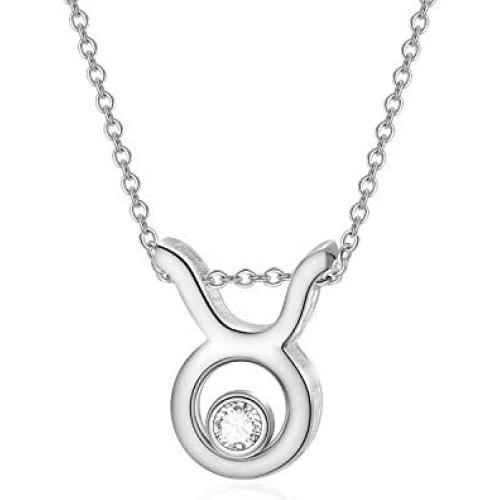 AOBOCO 925 Sterling Silver 12 Constellation Horoscope Zodiac Astrology Pendant Necklace with Austrian Crystal