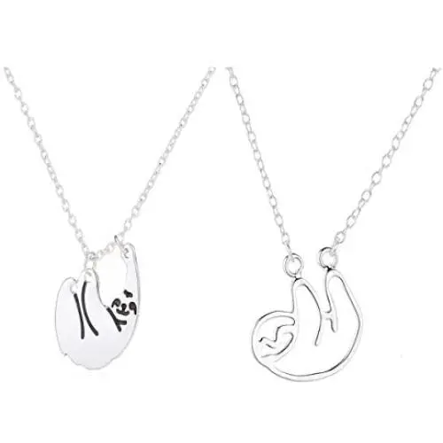 2 Pcs Charm Sloth Necklace,Friendship Sloths Necklace,Cute Animal Sloth Baby Gift 2 Pcs Charm Sloth Necklace,Friendship Sloths Necklace,Cute Animal Sloth Baby Gift