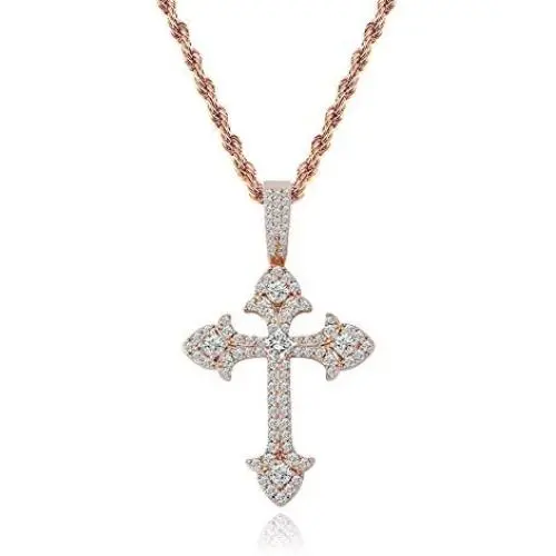 JINAO 14K Gold White Gold Plated Fully Iced Out CZ Cubic Zirconia Classical Cross Pendant for Men Women with Rope Chain Necklace Hip Hop Gift Jewelry JINAO 14K Gold White Gold Plated Fully Iced Out CZ Cubic Zirconia Classical Cross Pendant for Men Women with Rope Chain Necklace Hip Hop Gift Jewelry