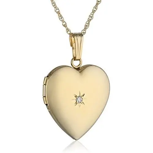 14k Gold Heart Locket Necklace with Diamond-Accent, 18'' 14k Gold Heart Locket Necklace with Diamond-Accent, 18''