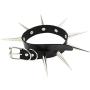 FM FM42 Unisex Simulated Leather PU Punk Rock Gothic Black-Tone/Silver-Tone Very Long 5.5cm(2.16'') Spikes Rivets Choker Collar Necklace (16 Colors)