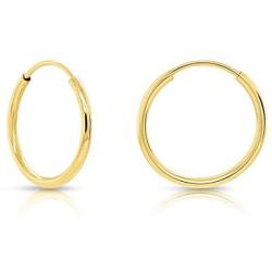 14k Yellow Gold Round Endless Hoop Earrings - 10-18mm