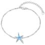 925 Sterling Silver with Blue Fire Opal Starfish Adjustable Bracelet, Beach Nautical Jewelry Easter Mother Day Gift for Women Girlfriend Daughter with Gift Box