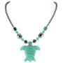 BlueRica Large Turquoise Sea Turtle Pendant on Hematite Beads Necklace