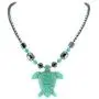 BlueRica Large Turquoise Sea Turtle Pendant on Hematite Beads Necklace BlueRica Large Turquoise Sea Turtle Pendant on Hematite Beads Necklace
