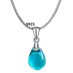 OCARLY 925 Mermaids Tears Droplet Necklace Gradient Color Czech Crystal Glass Teardrops Pendant