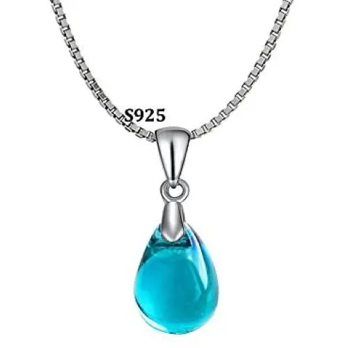 OCARLY 925 Mermaids Tears Droplet Necklace Gradient Color Czech Crystal Glass Teardrops Pendant OCARLY 925 Mermaids Tears Droplet Necklace Gradient Color Czech Crystal Glass Teardrops Pendant