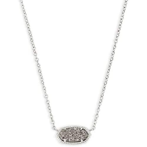 Kendra Scott Elisa Pendant Necklace for Women, Fashion Jewelry, Rhodium-Plated, Platinum Drusy