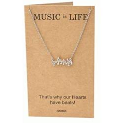 Quan Jewelry Music Note Necklace, Gifts for Music Lovers, Birthday Gifts for Women, Girls with Greeting Card, 16-inch to 18-inch