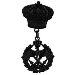 Knighthood Matte Black Crown with Hanging Crowned Eagle Victory Lapel Pin/Brooch
