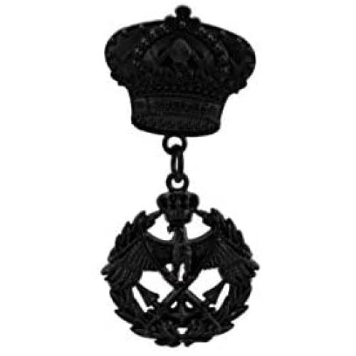 Knighthood Matte Black Crown with Hanging Crowned Eagle Victory Lapel Pin/Brooch