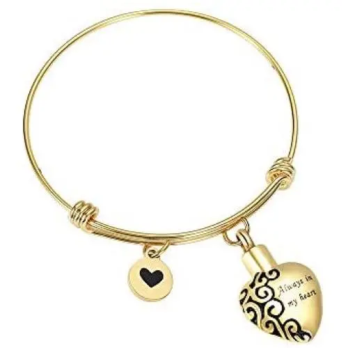 zeqingjw Cremation Jewelry Bracelet for Ashes - Stainless Steel Heart Urn Bangles for Ashes Always in My Heart Memorial Keepsake Jewelry zeqingjw Cremation Jewelry Bracelet for Ashes - Stainless Steel Heart Urn Bangles for Ashes Always in My Heart Memorial Keepsake Jewelry